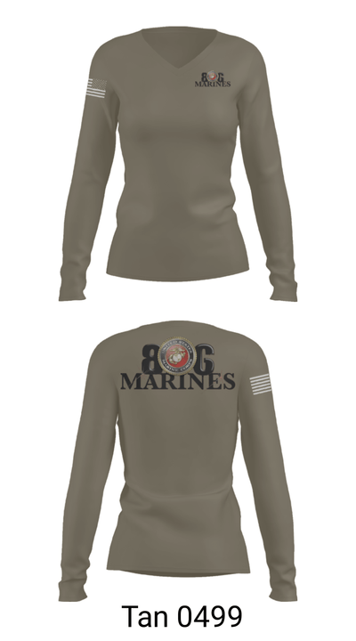 806 Marines 13874790 Women's Long Sleeve V-neck Shirt - 77