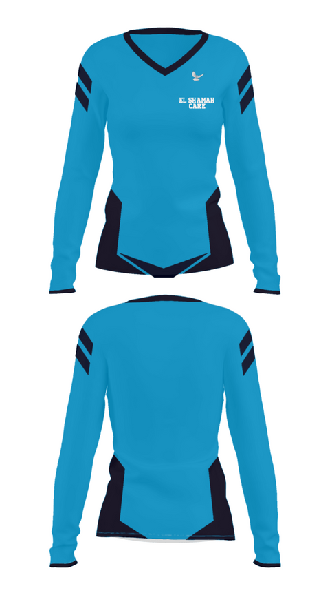 Women's Long Sleeve Vneck Shirt, EL SHAMAH CAREEL SHAMAH CARE, , Teamtime, Team time, sublimation, custom sports apparel, team uniforms, spirit wear, spiritwear, sports uniforms, custom shirts, team store, custom team store, fundraiser sports, apparel fundraiser