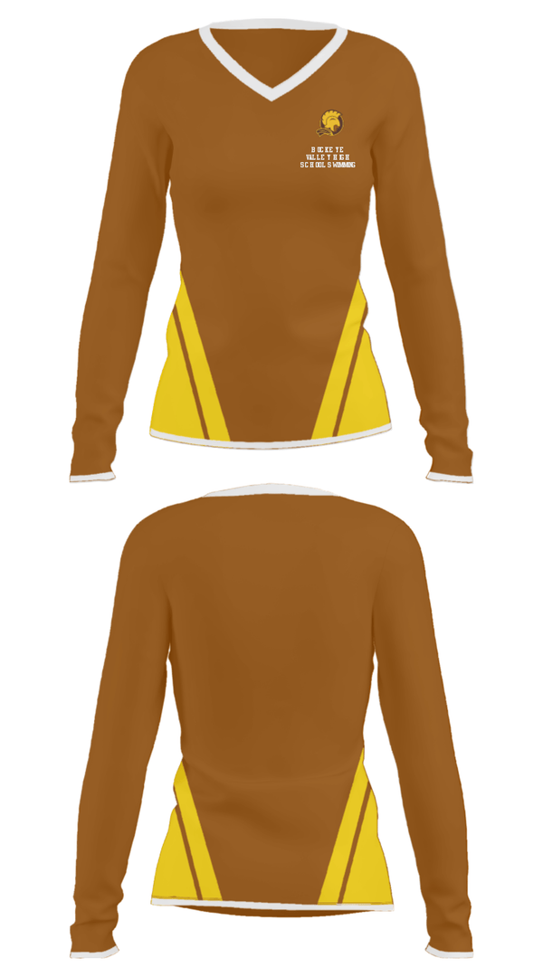 Women's Long Sleeve Vneck Shirt, Buckeye Valley High School Swimming, Swimming, Teamtime, Team time, sublimation, custom sports apparel, team uniforms, spirit wear, spiritwear, sports uniforms, custom shirts, team store, custom team store, fundraiser sports, apparel fundraiser