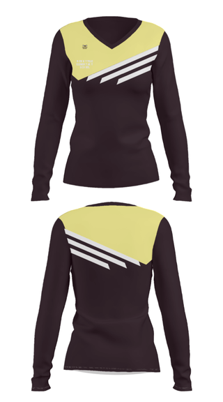 Women's Long Sleeve Vneck Shirt, Henryville Elementary School, Spirit Store, Teamtime, Team time, sublimation, custom sports apparel, team uniforms, spirit wear, spiritwear, sports uniforms, custom shirts, team store, custom team store, fundraiser sports, apparel fundraiser