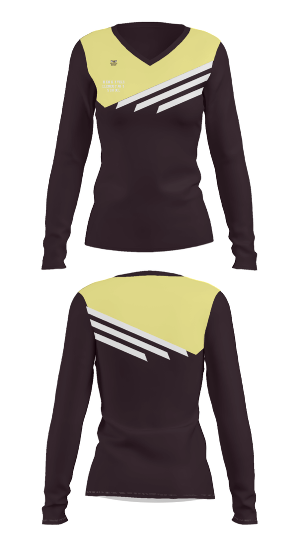 Women's Long Sleeve Vneck Shirt, Henryville Elementary School, Spirit Store, Teamtime, Team time, sublimation, custom sports apparel, team uniforms, spirit wear, spiritwear, sports uniforms, custom shirts, team store, custom team store, fundraiser sports, apparel fundraiser
