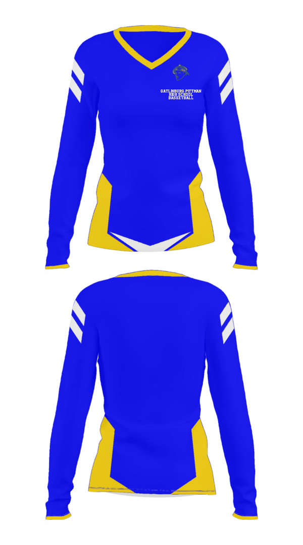 Women's Long Sleeve Vneck Shirt, Gatlinburg-Pittman High School Basketball, Women's Basketball, Teamtime, Team time, sublimation, custom sports apparel, team uniforms, spirit wear, spiritwear, sports uniforms, custom shirts, team store, custom team store, fundraiser sports, apparel fundraiser