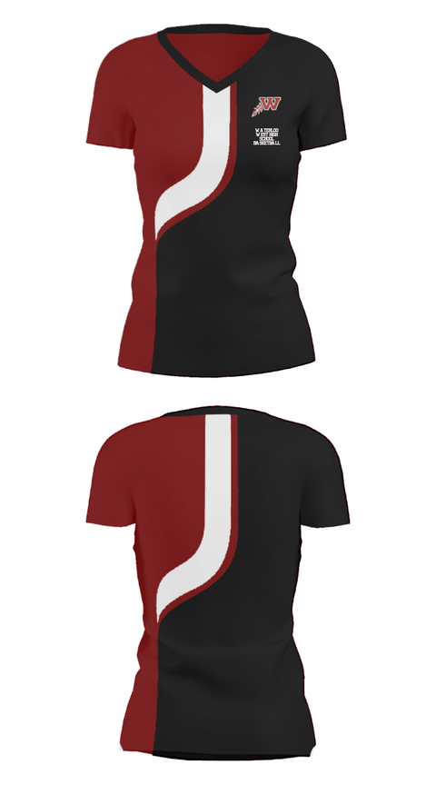 Women's Short Sleeve Vneck Shirt, Waterloo West High School Basketball, Women's Basketball, Teamtime, Team time, sublimation, custom sports apparel, team uniforms, spirit wear, spiritwear, sports uniforms, custom shirts, team store, custom team store, fundraiser sports, apparel fundraiser