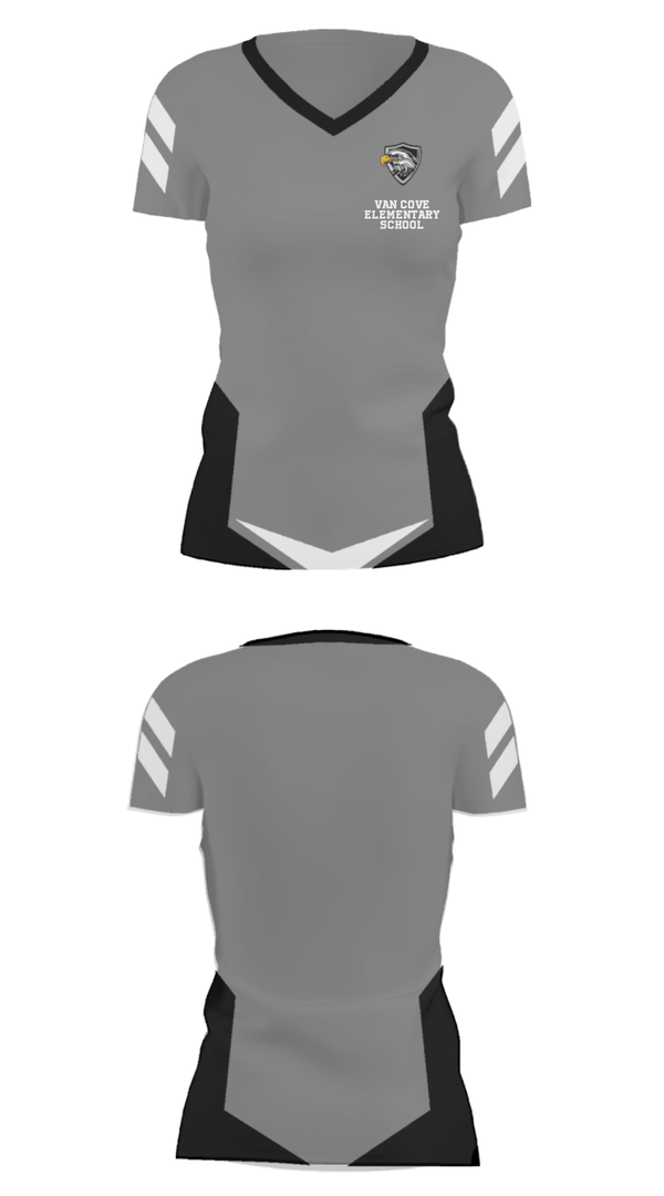 Women's Short Sleeve Vneck Shirt, Van Cove Elementary School, Spirit Store, Teamtime, Team time, sublimation, custom sports apparel, team uniforms, spirit wear, spiritwear, sports uniforms, custom shirts, team store, custom team store, fundraiser sports, apparel fundraiser