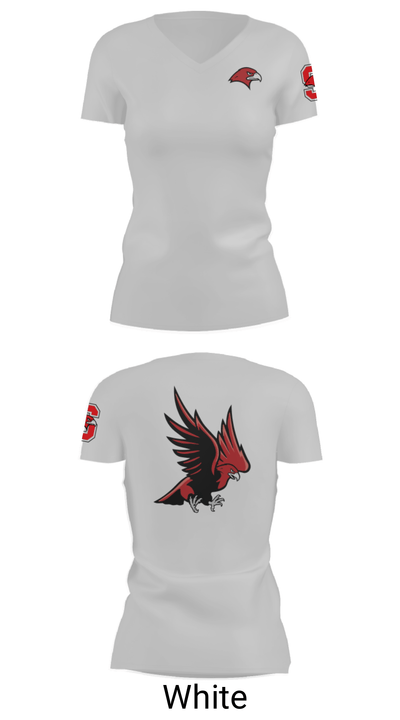 Saranac Youth Wrestling Club - Redhawks 32631946 Women's Short Sleeve V-neck Shirt - 7