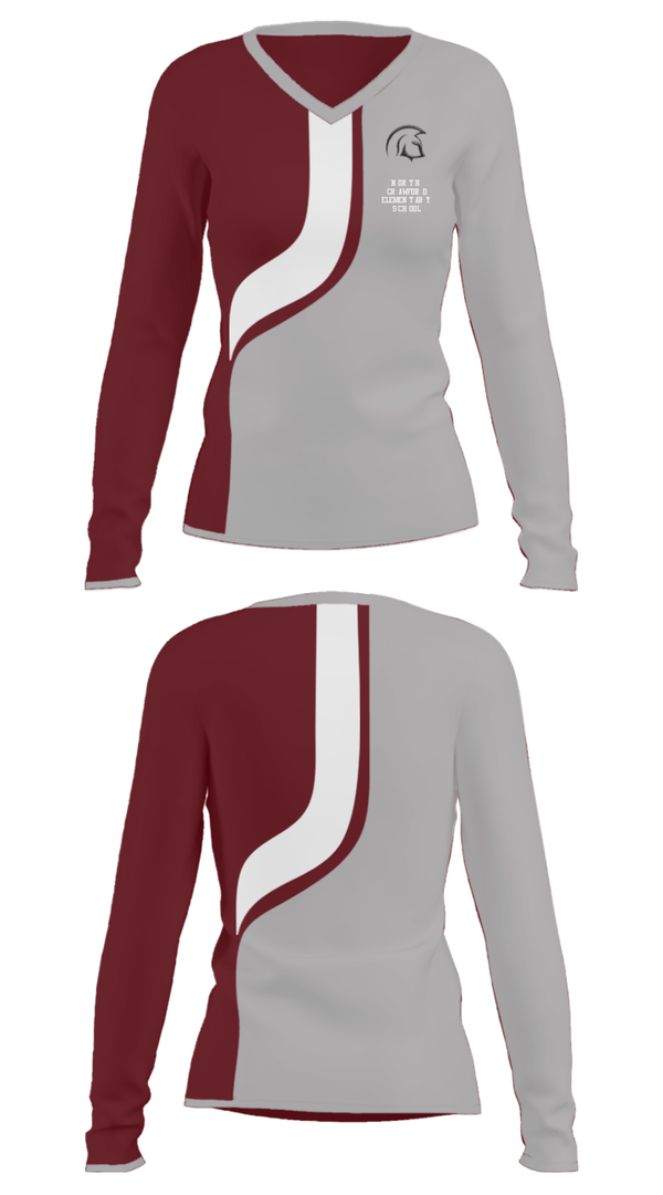 Women's Long Sleeve Vneck Shirt, North Crawford Elementary School, Spirit Store, Teamtime, Team time, sublimation, custom sports apparel, team uniforms, spirit wear, spiritwear, sports uniforms, custom shirts, team store, custom team store, fundraiser sports, apparel fundraiser