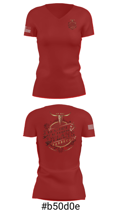 Daniel & Dylan’s bbq 50165832 Women's Short Sleeve V-neck Shirt - 21