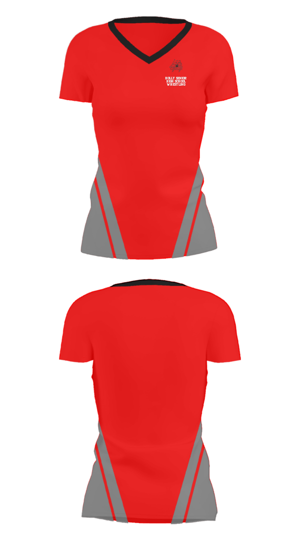Women's Short Sleeve Vneck Shirt, Holly Senior High School Wrestling, Wrestling, Teamtime, Team time, sublimation, custom sports apparel, team uniforms, spirit wear, spiritwear, sports uniforms, custom shirts, team store, custom team store, fundraiser sports, apparel fundraiser