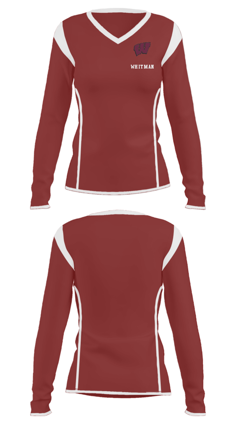 Women's Long Sleeve Vneck Shirt, Whitman, Men's Volleyball, Teamtime, Team time, sublimation, custom sports apparel, team uniforms, spirit wear, spiritwear, sports uniforms, custom shirts, team store, custom team store, fundraiser sports, apparel fundraiser
