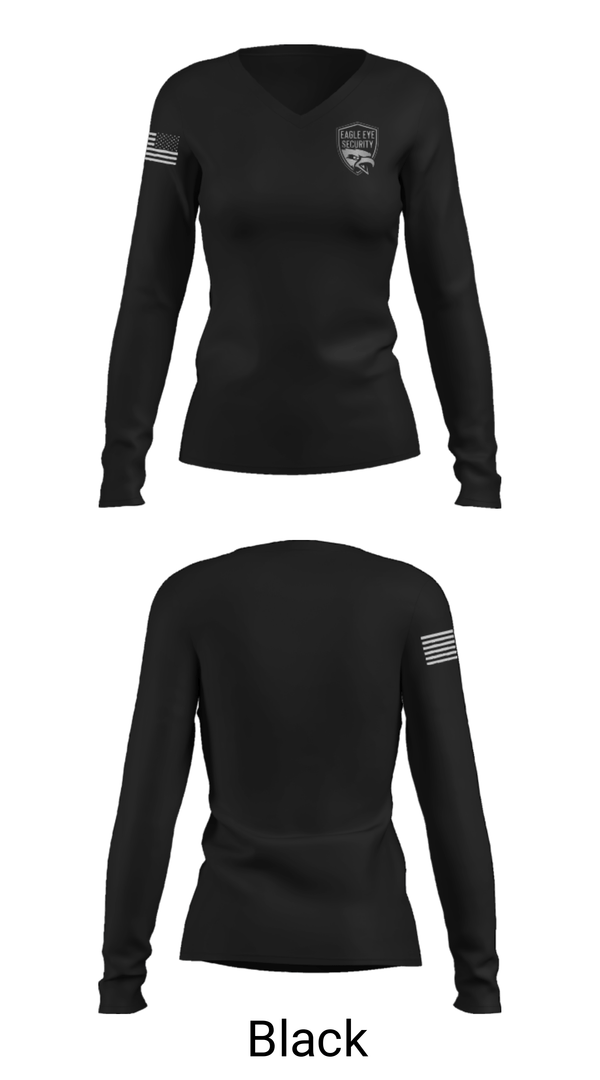 Women's Long Sleeve Vneck Shirt, Eagle Eye Security, , Teamtime, Team time, sublimation, custom sports apparel, team uniforms, spirit wear, spiritwear, sports uniforms, custom shirts, team store, custom team store, fundraiser sports, apparel fundraiser