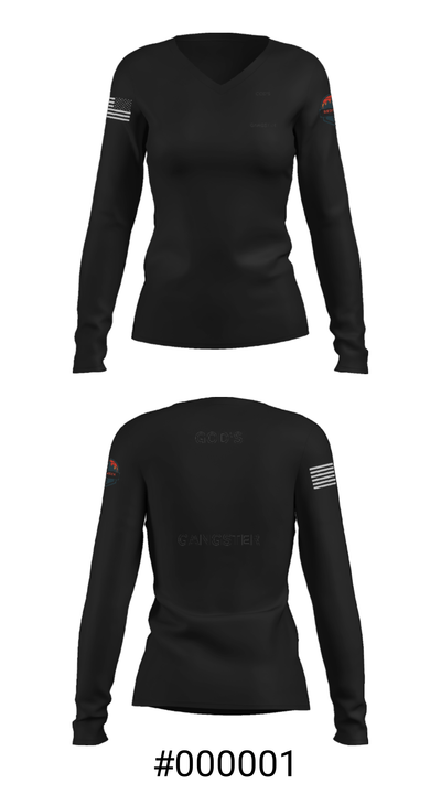 GOD'S GANGSTER 5799202 Women's Long Sleeve V-neck Shirt - 7