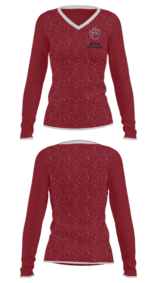 Women's Long Sleeve Vneck Shirt, Sherman High School, Spirit Store, Teamtime, Team time, sublimation, custom sports apparel, team uniforms, spirit wear, spiritwear, sports uniforms, custom shirts, team store, custom team store, fundraiser sports, apparel fundraiser