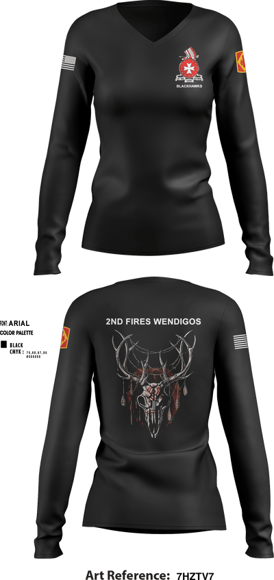 Bravo 1st BN 14th FAR 722916 Women's Long Sleeve V-neck Shirt - 2
