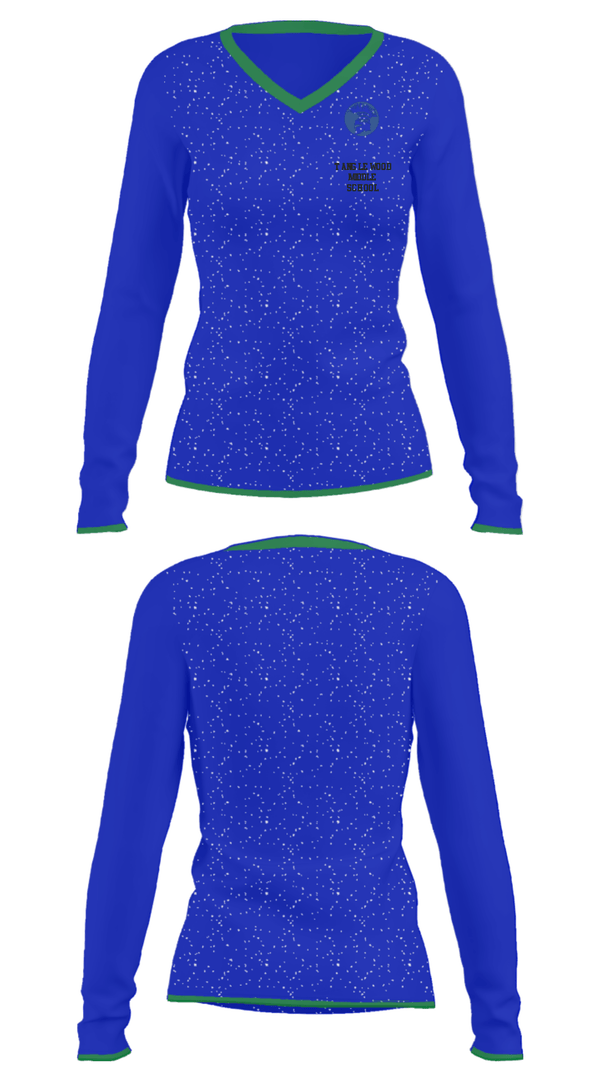 Women's Long Sleeve Vneck Shirt, Tanglewood Middle School, Spirit Store, Teamtime, Team time, sublimation, custom sports apparel, team uniforms, spirit wear, spiritwear, sports uniforms, custom shirts, team store, custom team store, fundraiser sports, apparel fundraiser