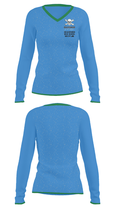 Brazoswood High School Wrestling 5803836 Women's Long Sleeve V-neck Shirt - 34