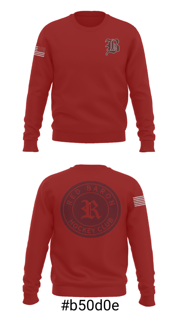 Crew Neck Sweatshirt, Red Baron Hockey Club, Ice Hockey, Teamtime, Team time, sublimation, custom sports apparel, team uniforms, spirit wear, spiritwear, sports uniforms, custom shirts, team store, custom team store, fundraiser sports, apparel fundraiser