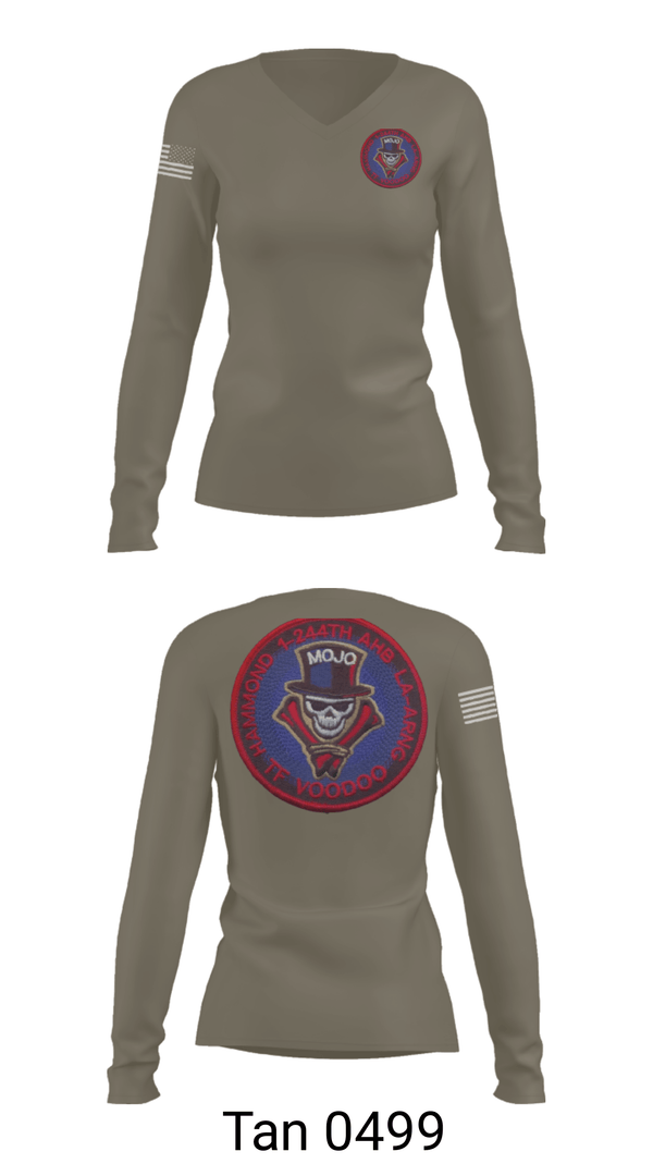 Women's Long Sleeve Vneck Shirt, 1-244th AASF, National Guard, Teamtime, Team time, sublimation, custom sports apparel, team uniforms, spirit wear, spiritwear, sports uniforms, custom shirts, team store, custom team store, fundraiser sports, apparel fundraiser