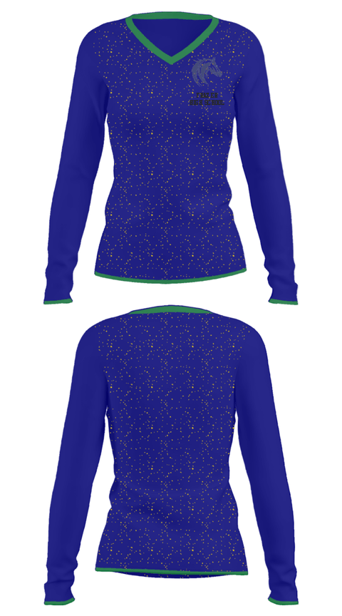 Women's Long Sleeve Vneck Shirt, Frazer High School, Spirit Store, Teamtime, Team time, sublimation, custom sports apparel, team uniforms, spirit wear, spiritwear, sports uniforms, custom shirts, team store, custom team store, fundraiser sports, apparel fundraiser