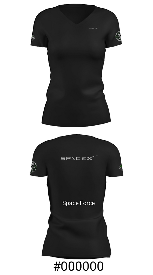 Women's Short Sleeve Vneck Shirt, X FORCÉ ZX CJNG ELITE, Space Force, Teamtime, Team time, sublimation, custom sports apparel, team uniforms, spirit wear, spiritwear, sports uniforms, custom shirts, team store, custom team store, fundraiser sports, apparel fundraiser