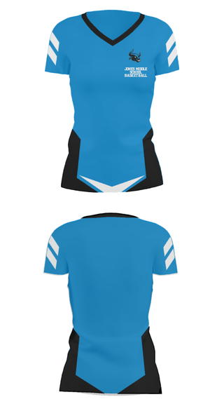 Women's Short Sleeve Vneck Shirt, Jones Middle School Basketball, Men's Basketball, Teamtime, Team time, sublimation, custom sports apparel, team uniforms, spirit wear, spiritwear, sports uniforms, custom shirts, team store, custom team store, fundraiser sports, apparel fundraiser