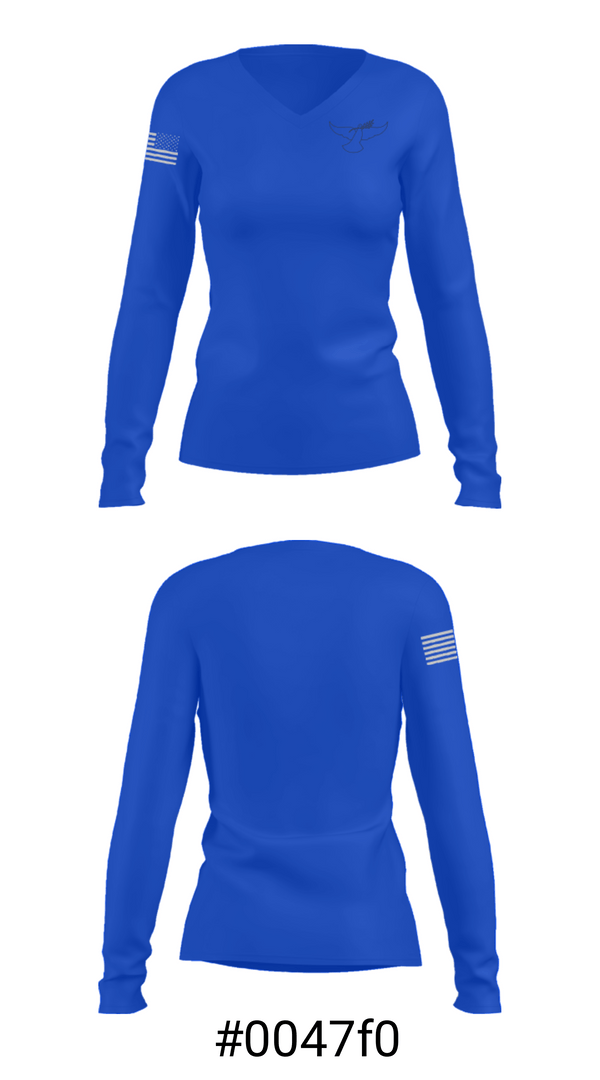 Women's Long Sleeve Vneck Shirt, Restoration Ministries Christian Academy, , Teamtime, Team time, sublimation, custom sports apparel, team uniforms, spirit wear, spiritwear, sports uniforms, custom shirts, team store, custom team store, fundraiser sports, apparel fundraiser