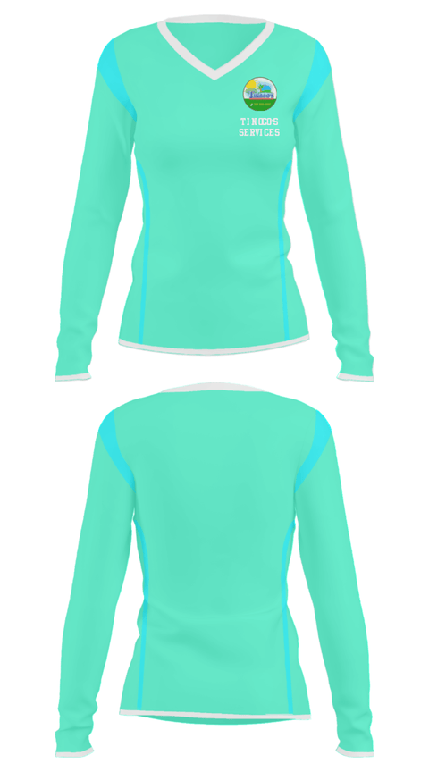 Women's Long Sleeve Vneck Shirt, Tinoco’s Services, , Teamtime, Team time, sublimation, custom sports apparel, team uniforms, spirit wear, spiritwear, sports uniforms, custom shirts, team store, custom team store, fundraiser sports, apparel fundraiser
