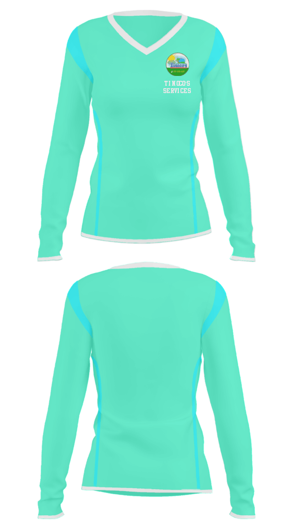 Women's Long Sleeve Vneck Shirt, Tinoco’s Services, , Teamtime, Team time, sublimation, custom sports apparel, team uniforms, spirit wear, spiritwear, sports uniforms, custom shirts, team store, custom team store, fundraiser sports, apparel fundraiser