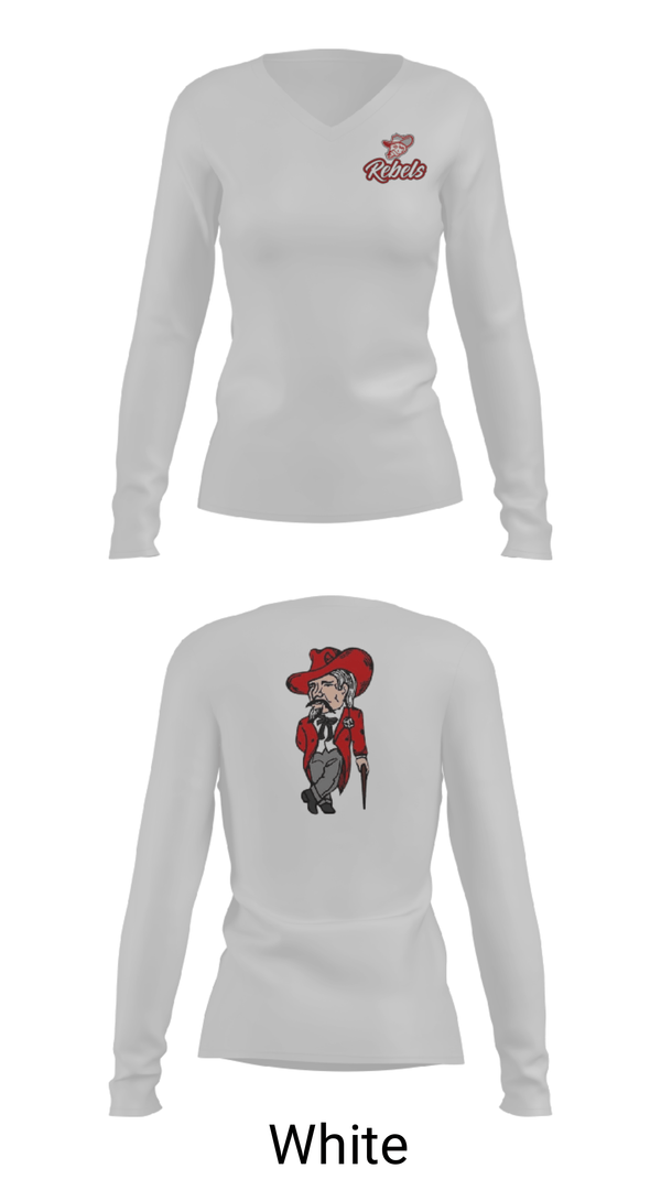 Women's Long Sleeve Vneck Shirt, Highland Middle School, Spirit Store, Teamtime, Team time, sublimation, custom sports apparel, team uniforms, spirit wear, spiritwear, sports uniforms, custom shirts, team store, custom team store, fundraiser sports, apparel fundraiser