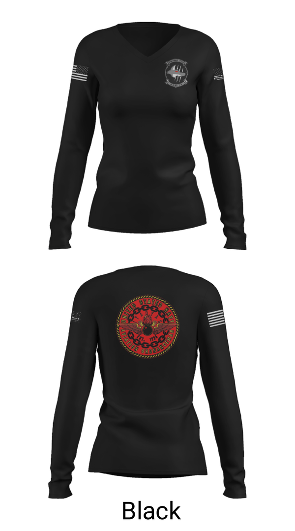 Women's Long Sleeve Vneck Shirt, , Navy, Teamtime, Team time, sublimation, custom sports apparel, team uniforms, spirit wear, spiritwear, sports uniforms, custom shirts, team store, custom team store, fundraiser sports, apparel fundraiser