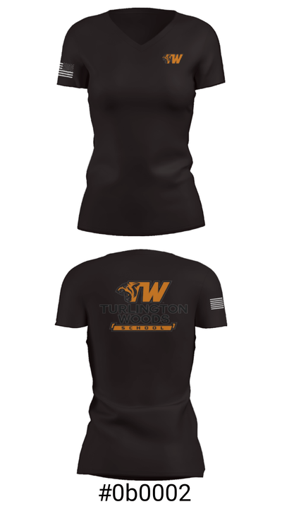 Turlington Woods Alternative School 19536572 Women's Short Sleeve V-neck Shirt - 21