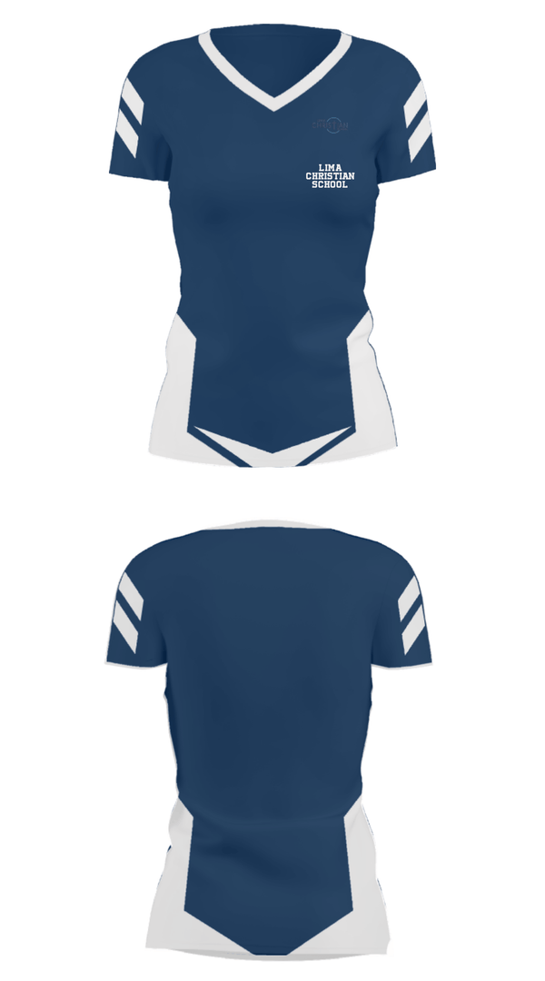 Women's Short Sleeve Vneck Shirt, Lima Christian School, Spirit Store, Teamtime, Team time, sublimation, custom sports apparel, team uniforms, spirit wear, spiritwear, sports uniforms, custom shirts, team store, custom team store, fundraiser sports, apparel fundraiser