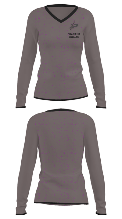 Pecatonica Indians 32989260 Women's Long Sleeve V-neck Shirt - 34
