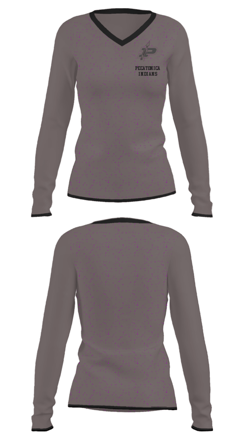 Women's Long Sleeve Vneck Shirt, Pecatonica Indians, Men's Basketball, Teamtime, Team time, sublimation, custom sports apparel, team uniforms, spirit wear, spiritwear, sports uniforms, custom shirts, team store, custom team store, fundraiser sports, apparel fundraiser