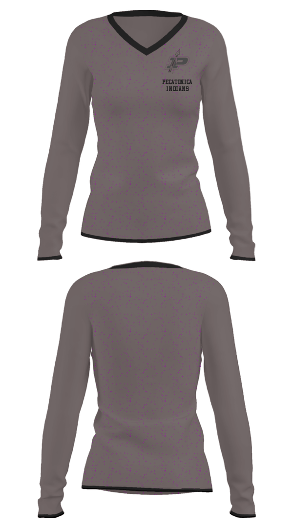 Women's Long Sleeve Vneck Shirt, Pecatonica Indians, Men's Basketball, Teamtime, Team time, sublimation, custom sports apparel, team uniforms, spirit wear, spiritwear, sports uniforms, custom shirts, team store, custom team store, fundraiser sports, apparel fundraiser