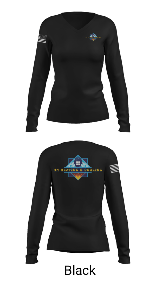 Women's Long Sleeve Vneck Shirt, HN Heating & Cooling, , Teamtime, Team time, sublimation, custom sports apparel, team uniforms, spirit wear, spiritwear, sports uniforms, custom shirts, team store, custom team store, fundraiser sports, apparel fundraiser