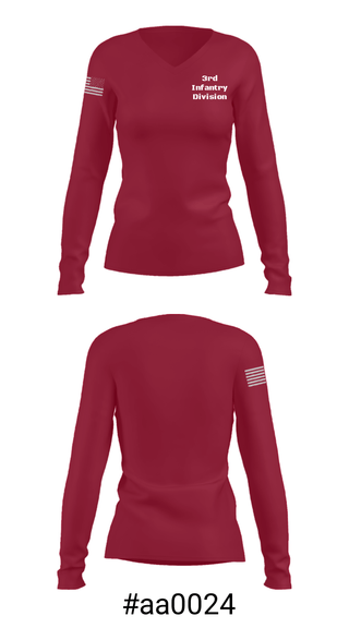 Women's Long Sleeve Vneck Shirt, 3rd Infantry Division, , Teamtime, Team time, sublimation, custom sports apparel, team uniforms, spirit wear, spiritwear, sports uniforms, custom shirts, team store, custom team store, fundraiser sports, apparel fundraiser