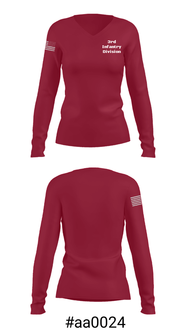 Women's Long Sleeve Vneck Shirt, 3rd Infantry Division, , Teamtime, Team time, sublimation, custom sports apparel, team uniforms, spirit wear, spiritwear, sports uniforms, custom shirts, team store, custom team store, fundraiser sports, apparel fundraiser