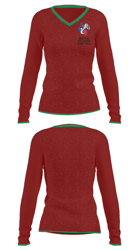 Women's Long Sleeve Vneck Shirt, Industrial High School Basketball, Women's Basketball, Teamtime, Team time, sublimation, custom sports apparel, team uniforms, spirit wear, spiritwear, sports uniforms, custom shirts, team store, custom team store, fundraiser sports, apparel fundraiser