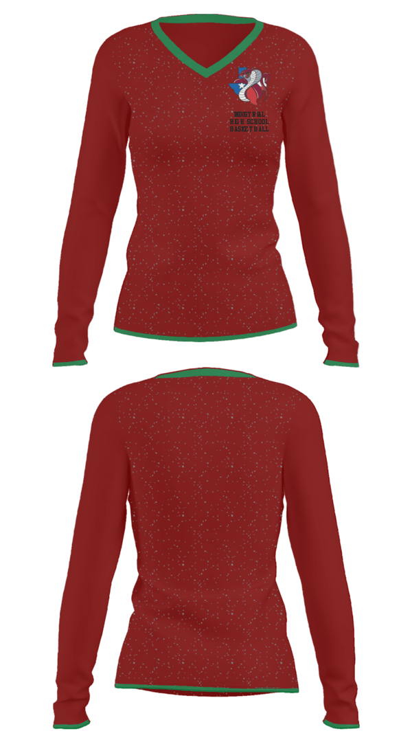 Women's Long Sleeve Vneck Shirt, Industrial High School Basketball, Women's Basketball, Teamtime, Team time, sublimation, custom sports apparel, team uniforms, spirit wear, spiritwear, sports uniforms, custom shirts, team store, custom team store, fundraiser sports, apparel fundraiser