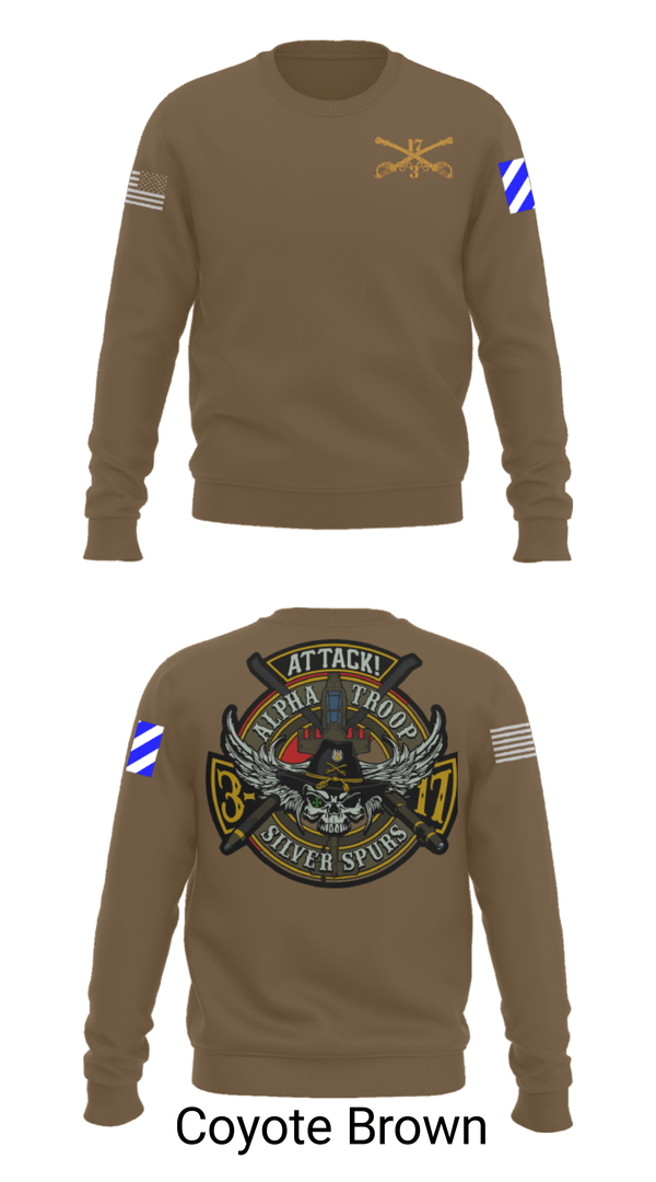 Crew Neck Sweatshirt, A/3-17 ACS, Army, Teamtime, Team time, sublimation, custom sports apparel, team uniforms, spirit wear, spiritwear, sports uniforms, custom shirts, team store, custom team store, fundraiser sports, apparel fundraiser