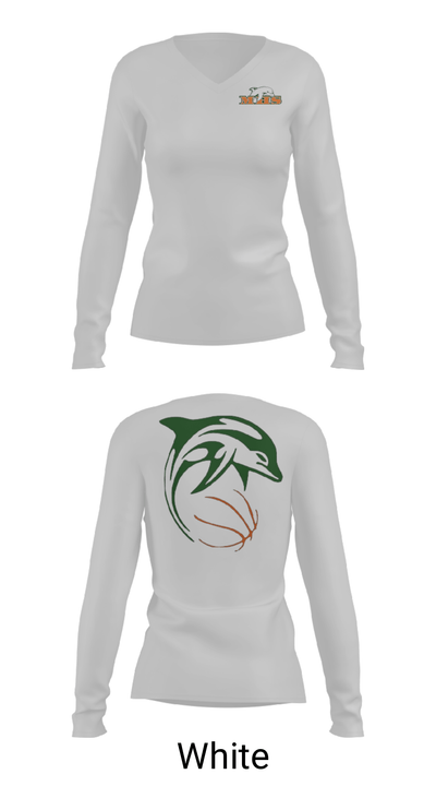 Crawford Mosley High School Basketball 36550483 Women's Long Sleeve V-neck Shirt - 6