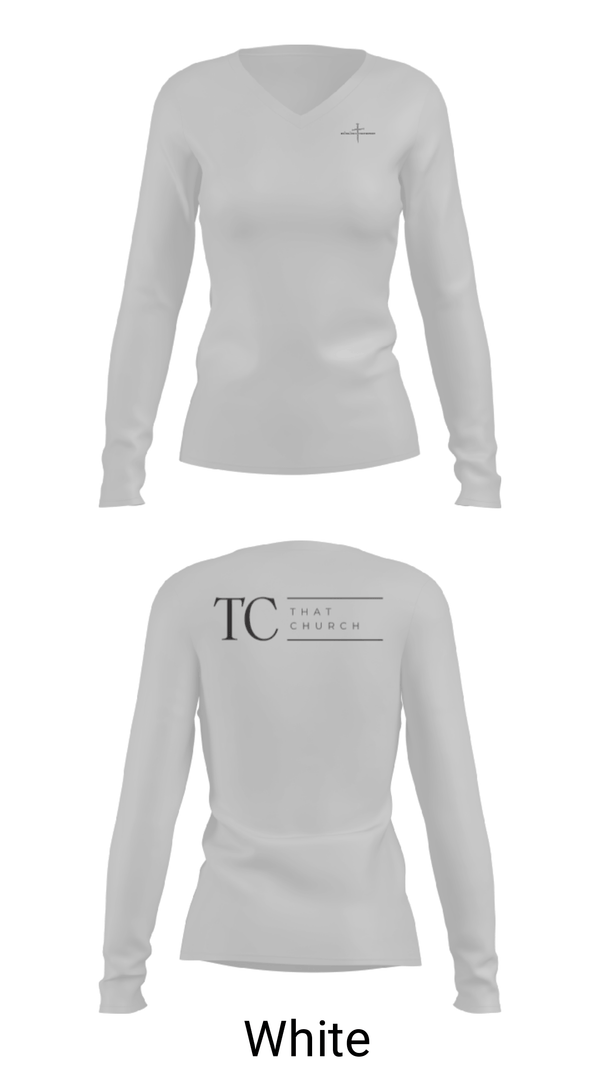 Women's Long Sleeve Vneck Shirt, That Church, , Teamtime, Team time, sublimation, custom sports apparel, team uniforms, spirit wear, spiritwear, sports uniforms, custom shirts, team store, custom team store, fundraiser sports, apparel fundraiser