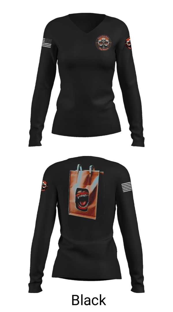Women's Long Sleeve Vneck Shirt, The A.Z. Bag Eaters, Football, Teamtime, Team time, sublimation, custom sports apparel, team uniforms, spirit wear, spiritwear, sports uniforms, custom shirts, team store, custom team store, fundraiser sports, apparel fundraiser