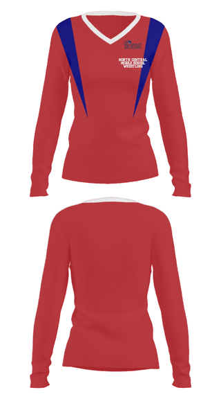 Women's Long Sleeve Vneck Shirt, North Central Middle School Wrestling, Wrestling, Teamtime, Team time, sublimation, custom sports apparel, team uniforms, spirit wear, spiritwear, sports uniforms, custom shirts, team store, custom team store, fundraiser sports, apparel fundraiser