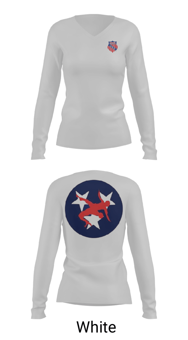 Women's Long Sleeve Vneck Shirt, Tennessee Aau Wrestling, Wrestling, Teamtime, Team time, sublimation, custom sports apparel, team uniforms, spirit wear, spiritwear, sports uniforms, custom shirts, team store, custom team store, fundraiser sports, apparel fundraiser