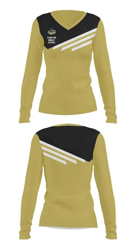 Women's Long Sleeve Vneck Shirt, Sampson Middle School, Spirit Store, Teamtime, Team time, sublimation, custom sports apparel, team uniforms, spirit wear, spiritwear, sports uniforms, custom shirts, team store, custom team store, fundraiser sports, apparel fundraiser