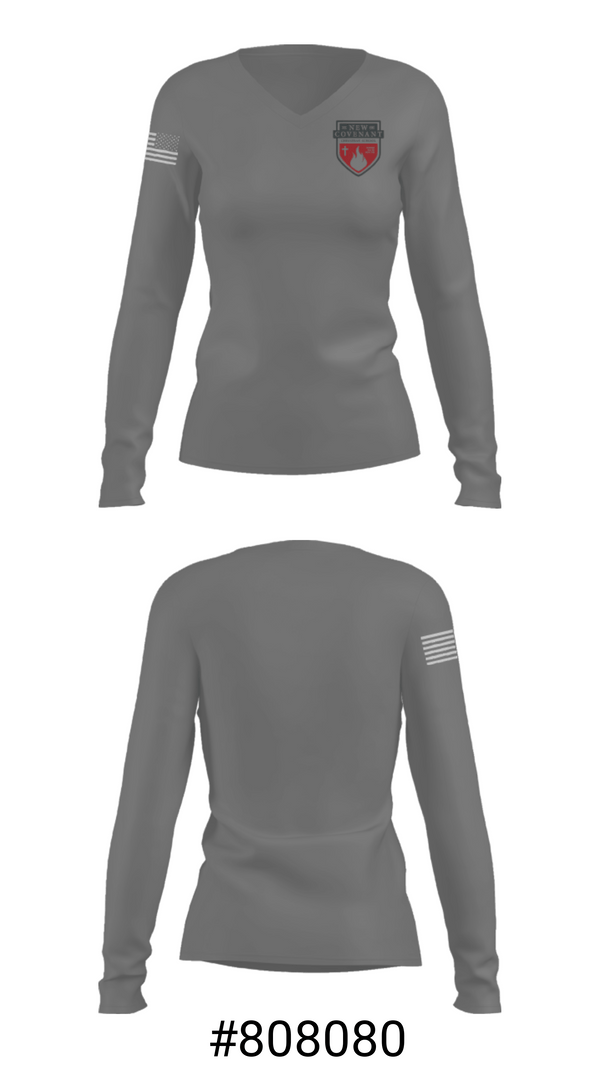 Women's Long Sleeve Vneck Shirt, New Covenant Christian School Basketball, Men's Basketball, Teamtime, Team time, sublimation, custom sports apparel, team uniforms, spirit wear, spiritwear, sports uniforms, custom shirts, team store, custom team store, fundraiser sports, apparel fundraiser