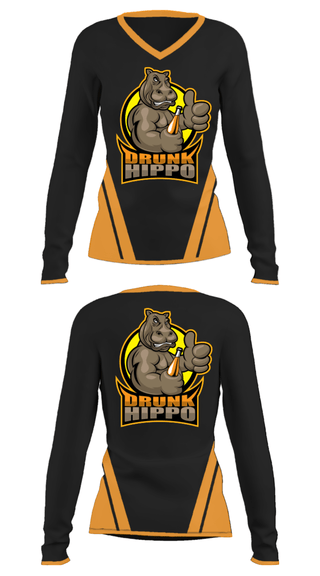 Women's Long Sleeve Vneck Shirt, Drunk Hippo Racing, , Teamtime, Team time, sublimation, custom sports apparel, team uniforms, spirit wear, spiritwear, sports uniforms, custom shirts, team store, custom team store, fundraiser sports, apparel fundraiser