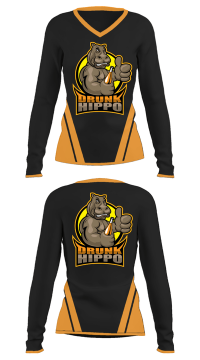 Drunk Hippo Racing 90284790 Women's Long Sleeve V-neck Shirt - 23