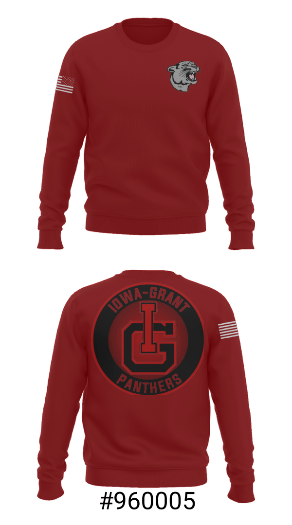 Crew Neck Sweatshirt, Iowa-Grant Elementary School, Spirit Store, Teamtime, Team time, sublimation, custom sports apparel, team uniforms, spirit wear, spiritwear, sports uniforms, custom shirts, team store, custom team store, fundraiser sports, apparel fundraiser